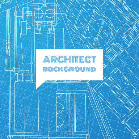 Vector technical blueprint of  mechanism. Engineer illustration. Set of corporate identity templates. Vector illustration. のイラスト素材