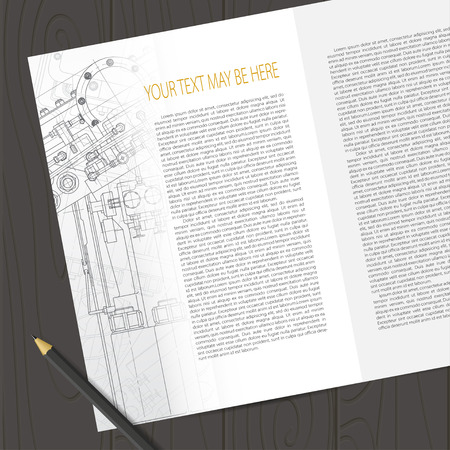 Vector technical blueprint of  mechanism. Engineer illustration. Set of corporate identity templates. Vector illustration.  のイラスト素材