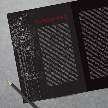 Vector technical blueprint of  mechanism. Engineer illustration. Set of corporate identity templates. Vector illustration. のイラスト素材