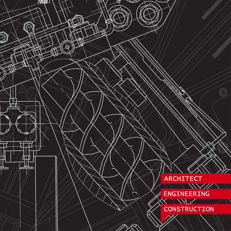 Vector technical blueprint of  mechanism. Engineer illustration. Set of corporate identity templates. Vector illustration.  のイラスト素材