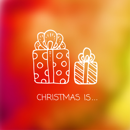 Vector holiday blur background with typographic and doodle elementsのイラスト素材