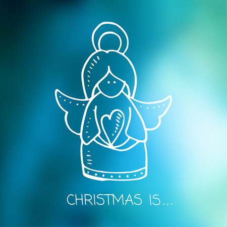 Vector holiday blur background with typographic and doodle elementsのイラスト素材