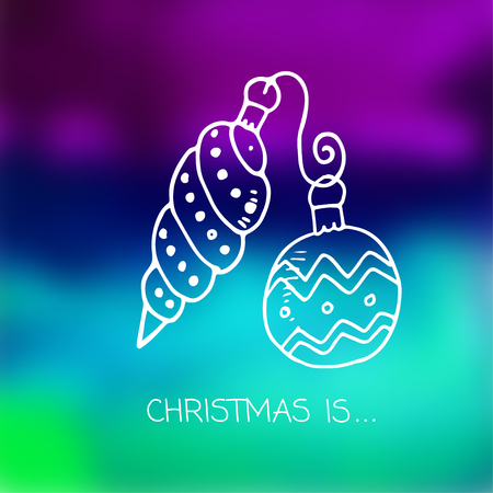 Vector holiday blur background with typographic and doodle elementsのイラスト素材