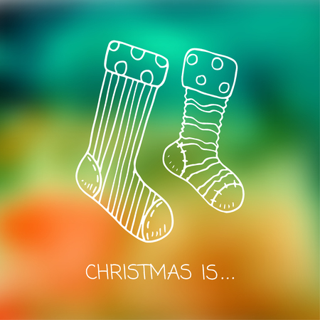 Vector holiday blur background with typographic and doodle elementsのイラスト素材