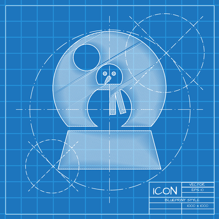 Vector christmas icon. New year illustration.  Snow globe with snowmanのイラスト素材
