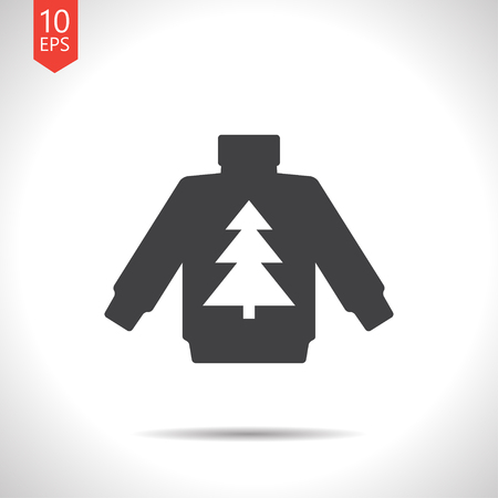 Vector christmas icon. New year illustration. Pullover with christmas treeのイラスト素材