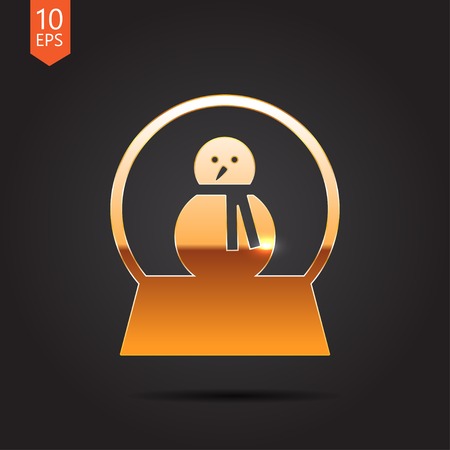 Vector christmas icon. New year illustration.  Snow globe with snowmanのイラスト素材