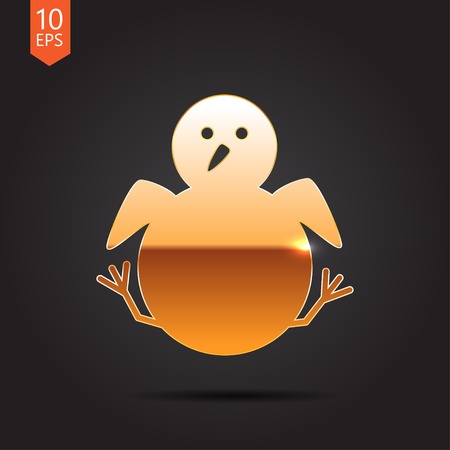 Little chicken nestling sitting. Vector bird iconのイラスト素材