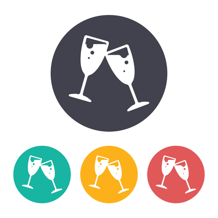 Vector flat stemware icon with set of 3 colorsのイラスト素材