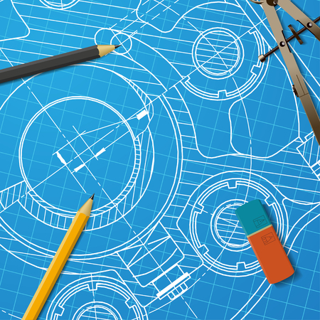 Vector technical blueprint of  mechanism. Engineer illustrationのイラスト素材