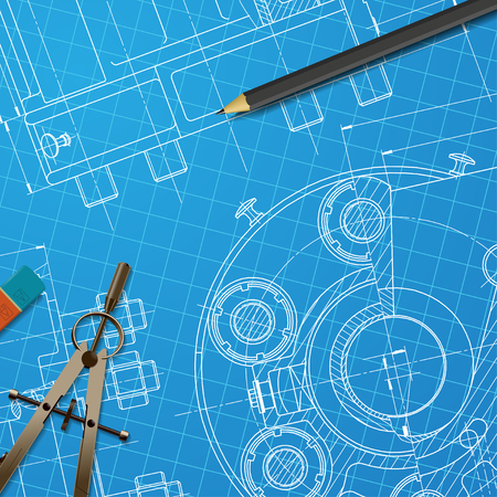 Vector technical blueprint of  mechanism. Engineer illustrationのイラスト素材