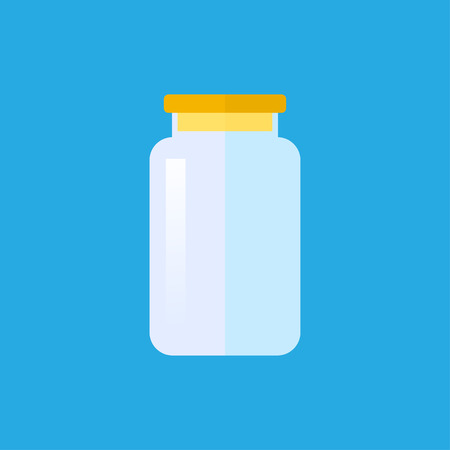 Empty transparent glass jar with cap. Vector illustrationのイラスト素材