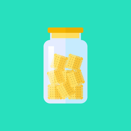 Vector flat biscuit in jar icon. Dessert food illustrationのイラスト素材