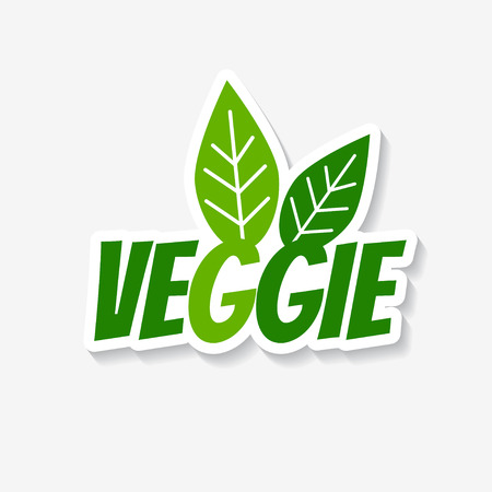Vector veggie sticker. Veggie product label. Template for ads, signboards, packaging and identity and web designs.のイラスト素材