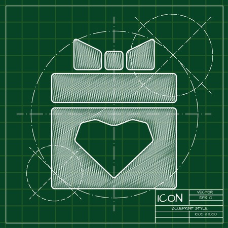 blueprint present heart icon . Engineer and architect background.のイラスト素材