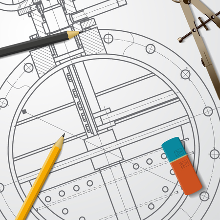 technical blueprint of mechanism. Engineer illustrationのイラスト素材