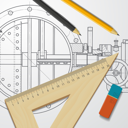 technical blueprint of mechanism. Engineer illustrationのイラスト素材