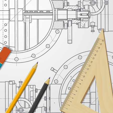 technical blueprint of mechanism. Engineer illustrationのイラスト素材
