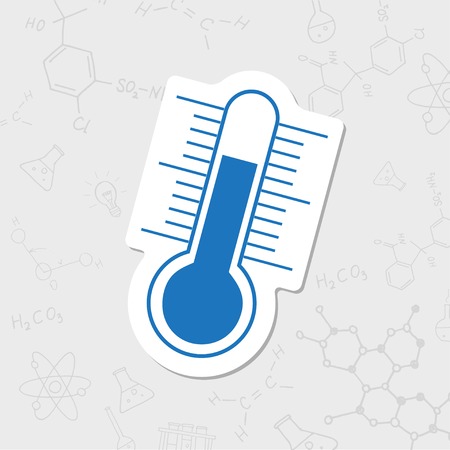 Vector flat sticker thermometer icon on white backgroundのイラスト素材