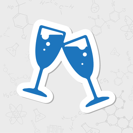 Vector flat sticker stemware icon on white backgroundのイラスト素材