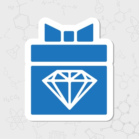 Vector flat sticker present diamond icon on white backgroundのイラスト素材