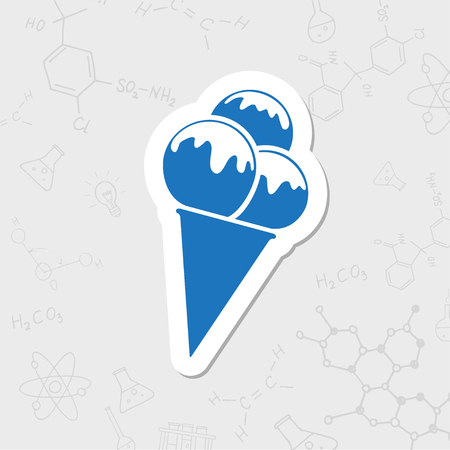 Vector flat sticker ice-cream icon on white backgroundのイラスト素材