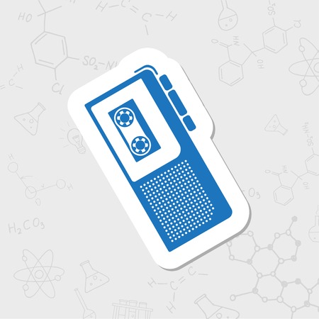Vector flat sticker retro dictaphone icon on white backgroundのイラスト素材