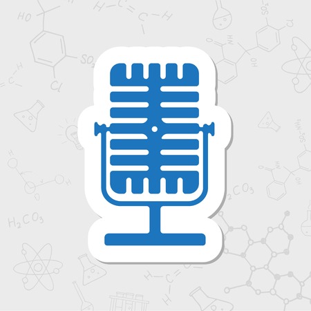 Vector flat sticker retro microphone icon on white backgroundのイラスト素材