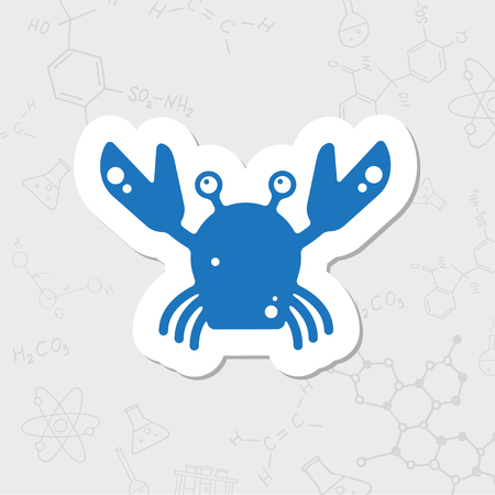 Vector flat sticker crab icon on white backgroundのイラスト素材