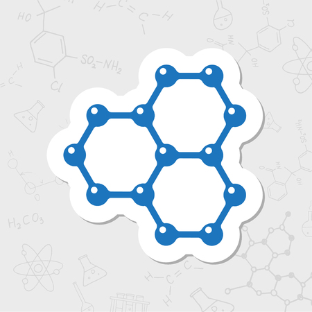 Vector flat sticker graphene icon on white background . Science illustrationのイラスト素材