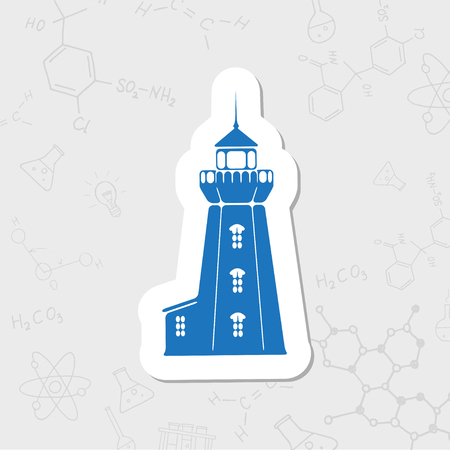 Vector flat sticker lighthouse icon on white backgroundのイラスト素材