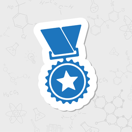 Vector flat sticker medal icon on white background . Winner awardのイラスト素材