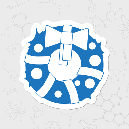 Vector christmas icon. New year illustration. flat sticker Christmas wreath on white backgroundのイラスト素材