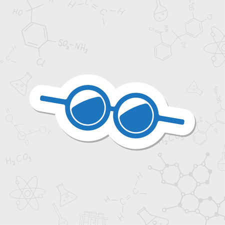 Vector flat sticker Glasses Icon on white background. Color flat style. Fashion illustrationのイラスト素材