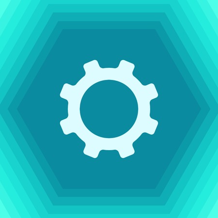 Vector flat cogwheel icon on hexagonal backgroundのイラスト素材