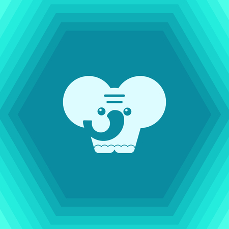 Vector flat elephand icon on hexagonal backgroundのイラスト素材