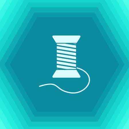 Vector flat tailor thread bobbin icon on hexagonal backgroundのイラスト素材