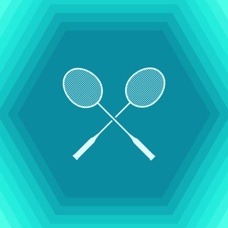 Vector flat badminton icon on hexagonal backgroundのイラスト素材