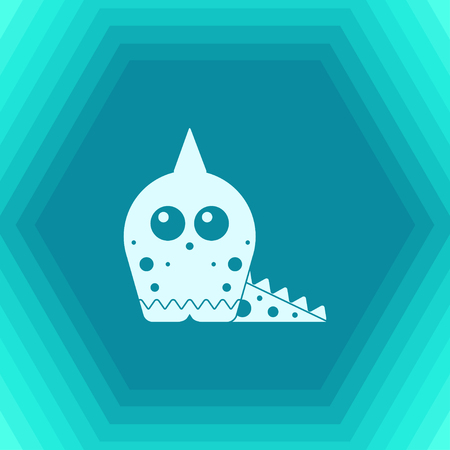 Vector flat dinosaur lizard icon on hexagonal backgroundのイラスト素材