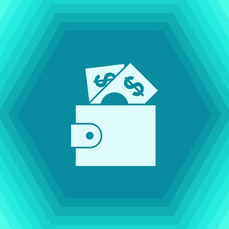 Vector flat purse icon on hexagonal background のイラスト素材