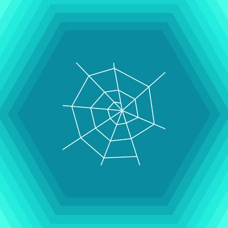 Vector flat halloween icon. Simple illustration. flat spider net on hexagonal backgroundのイラスト素材