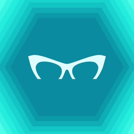 Vector flat Glasses Icon on hexagonal background. Color flat style. Fashion illustrationのイラスト素材