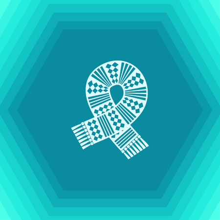 Vector christmas icon. New year illustration. flat Scarf on hexagonal backgroundのイラスト素材