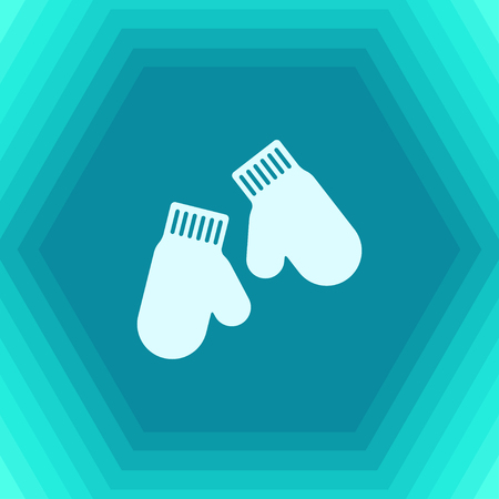 Vector christmas icon. New year illustration. flat Mittens on hexagonal backgroundの写真素材