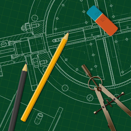 Vector technical blueprint of mechanism. Engineer illustrationのイラスト素材