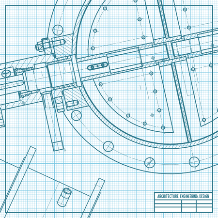 Vector technical blueprint of mechanism. Engineer illustrationのイラスト素材