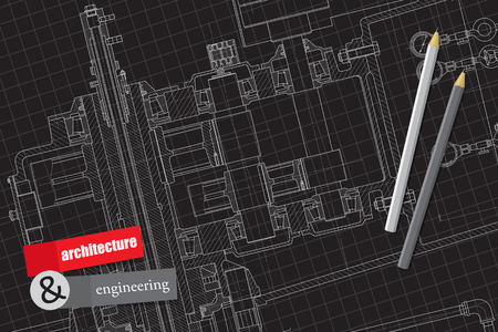 Vector technical blueprint of mechanism. Engineer illustration. Architect backgroundのイラスト素材