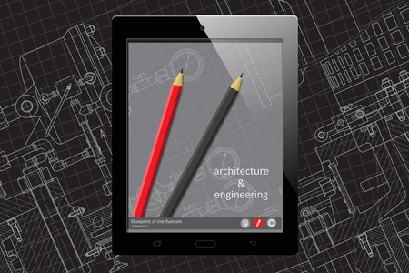 Vector technical blueprint of mechanism. Engineer illustration. Architect backgroundのイラスト素材