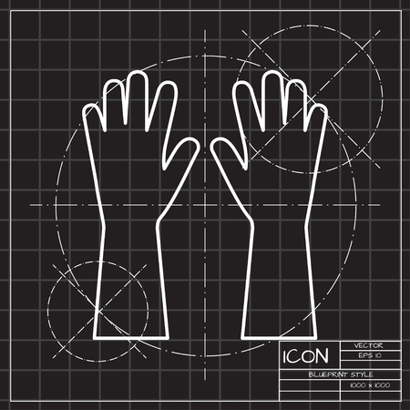 Rubber gloves for washing wall in bathroom or kitchen illustration. Cleaning service vector iconのイラスト素材