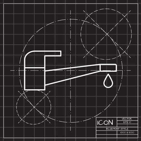 Faucet with dripping water illustration. Hand wash iconのイラスト素材